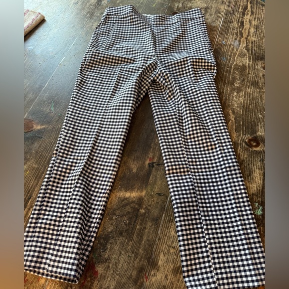 JULES& LEOPOLD Black& White Checkered Pants- pull on kick flare fun& flattering - Picture 1 of 9